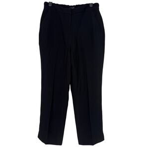 J. Crew Wide Straight Leg High Waist Dress Trouser Pants Pockets 8 Petite Black